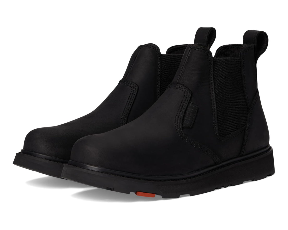 Black BRUNT Ohman soft-toe chelsea boot with elastic side panels and pull tabs
