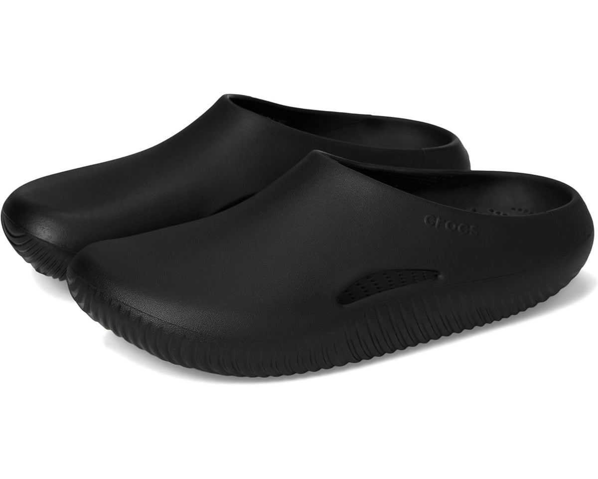 Black Crocs clogs with slip-on upper and vented forefoot