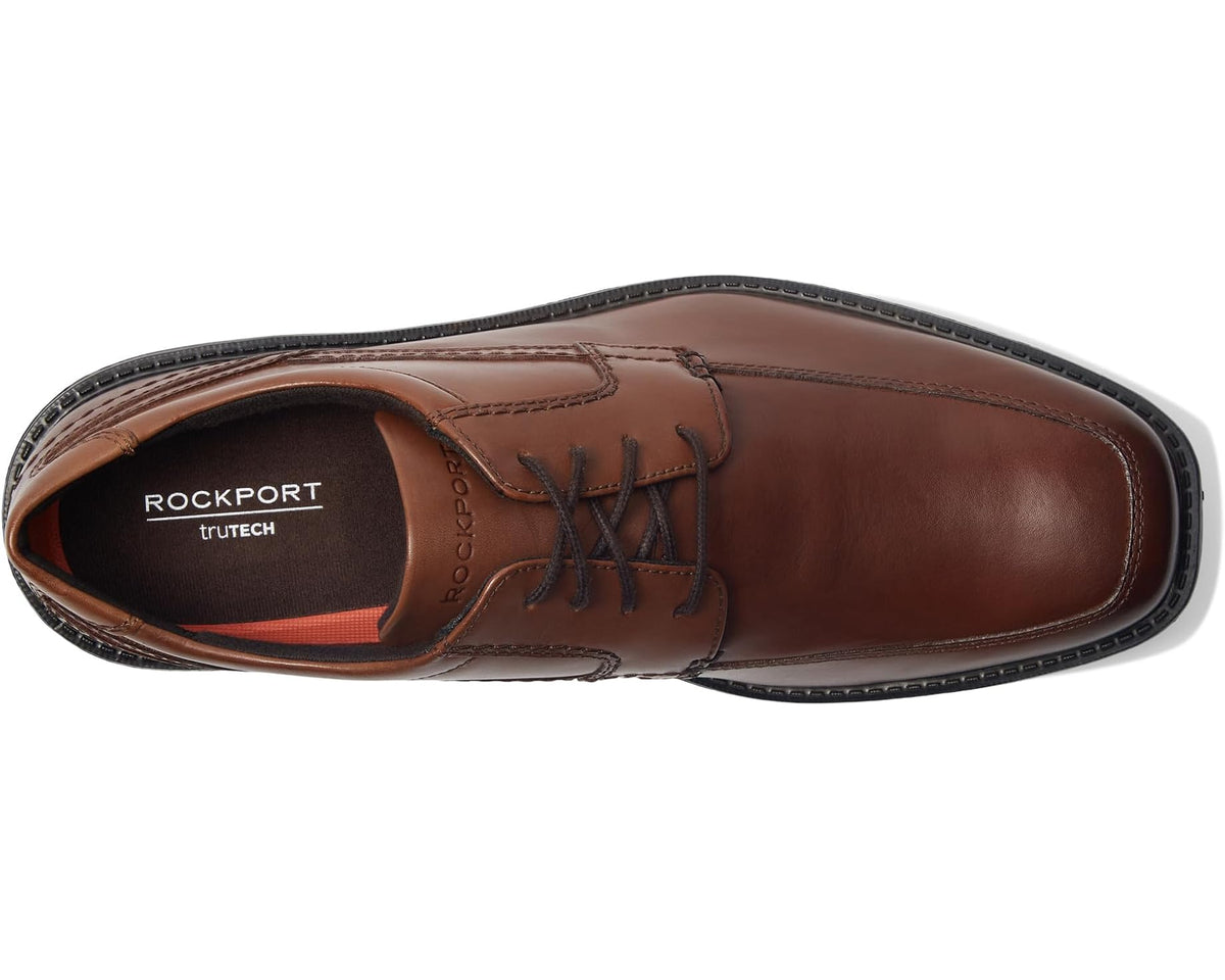 Men's Rockport oxford shoes, tan leather lace-up, cushioned lining with logo
