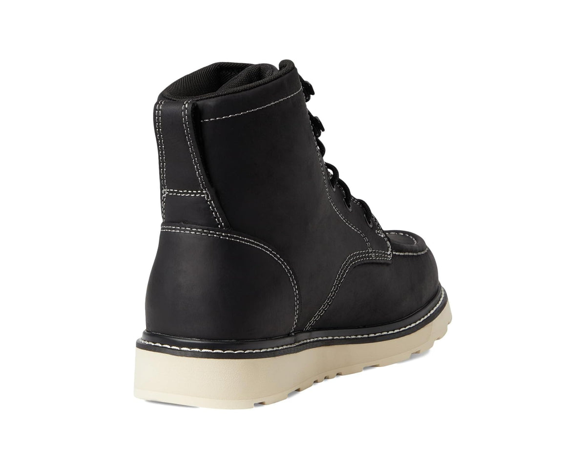 Black leather lace-up boot with padded collar and grippy rubber sole