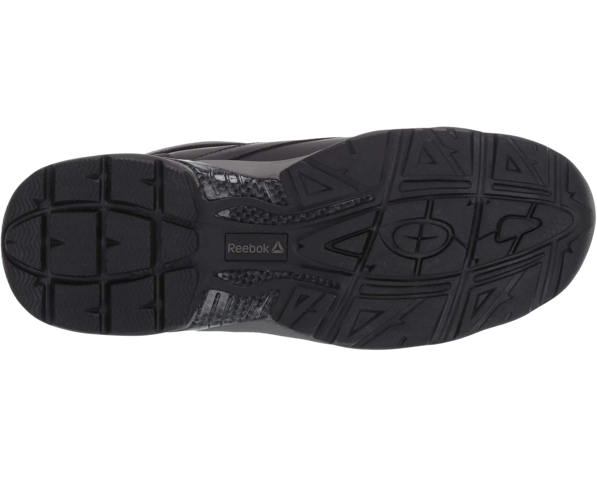 Men's waterproof work boots, black rubber outsole with traction tread
