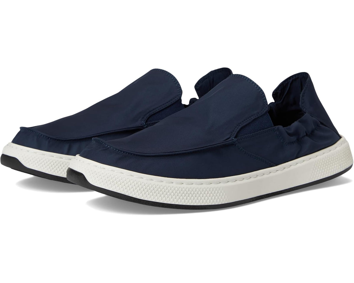 Steve Madden men's navy fabric slip-on shoes with white sole