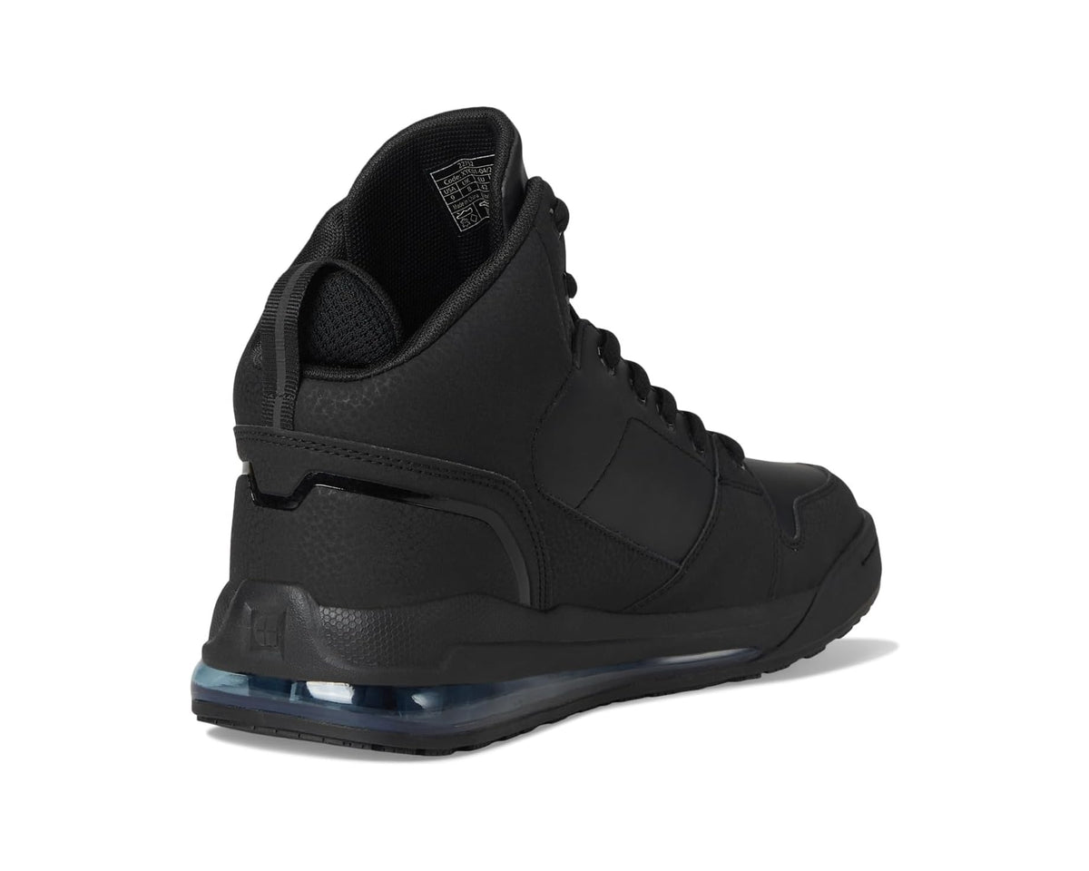 Men's Tigon black high-top shoes with rear pull tab and cushioned collar