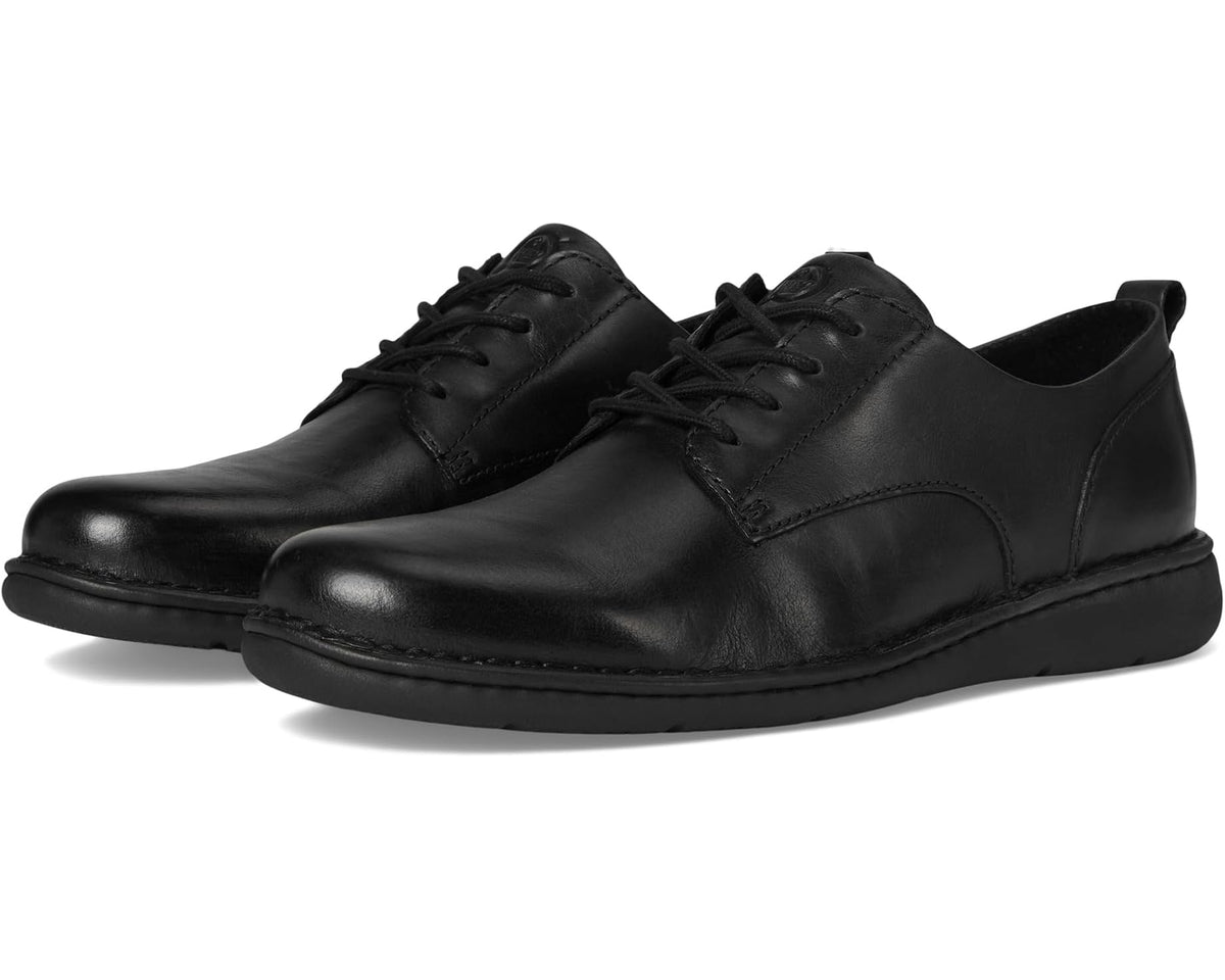 Men's Born Todd black leather lace-up shoes, round toe, rubber sole