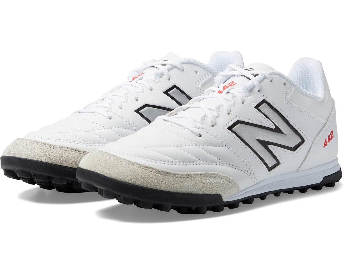 Men's white/black turf soccer cleats with New Balance 442V2 side logo