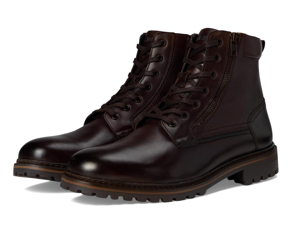 Men's Steve Madden Rydder brown leather lace-up boots with padded collar