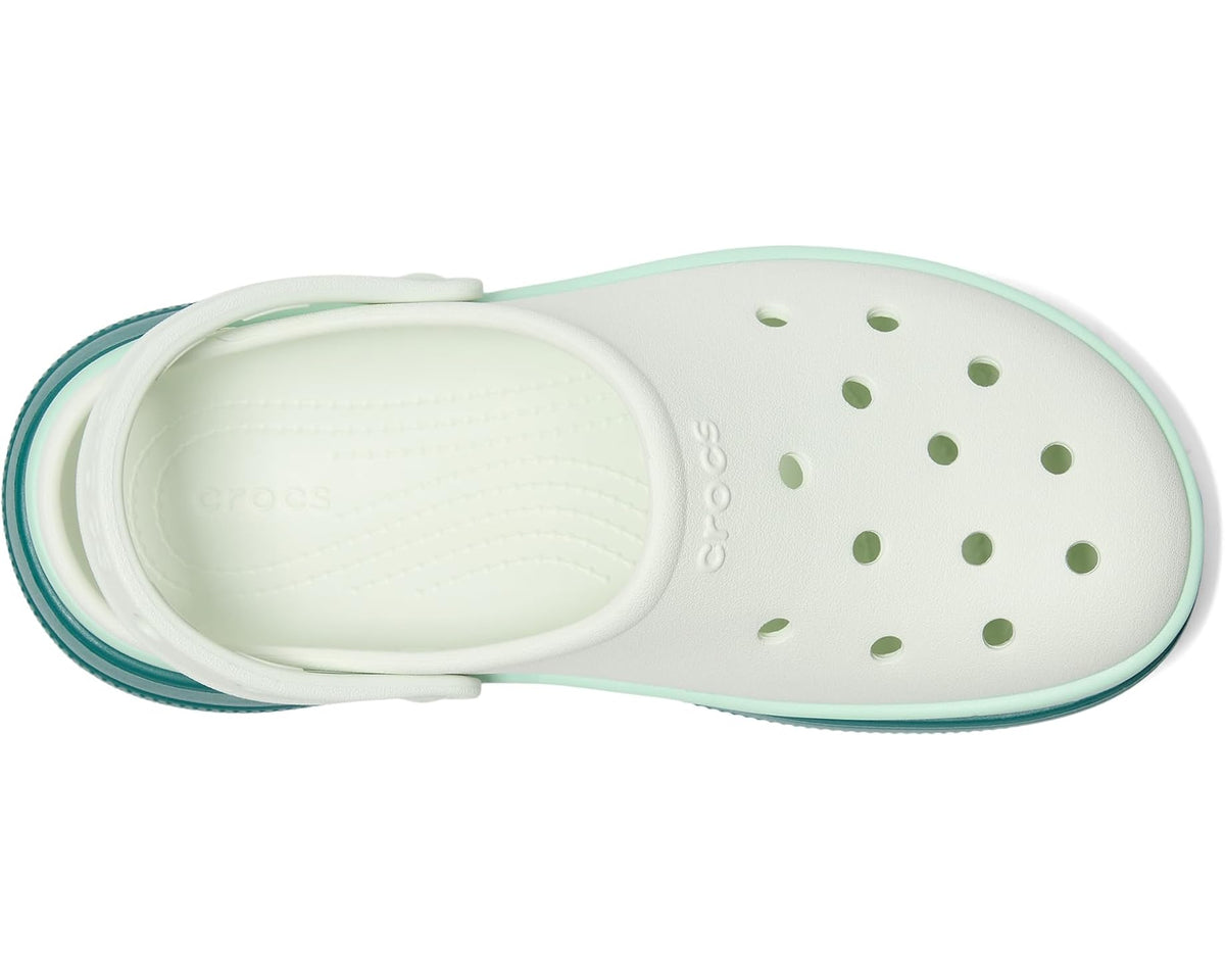 Crocs unisex Hosta platform clog sandal, white footbed with green dot vents