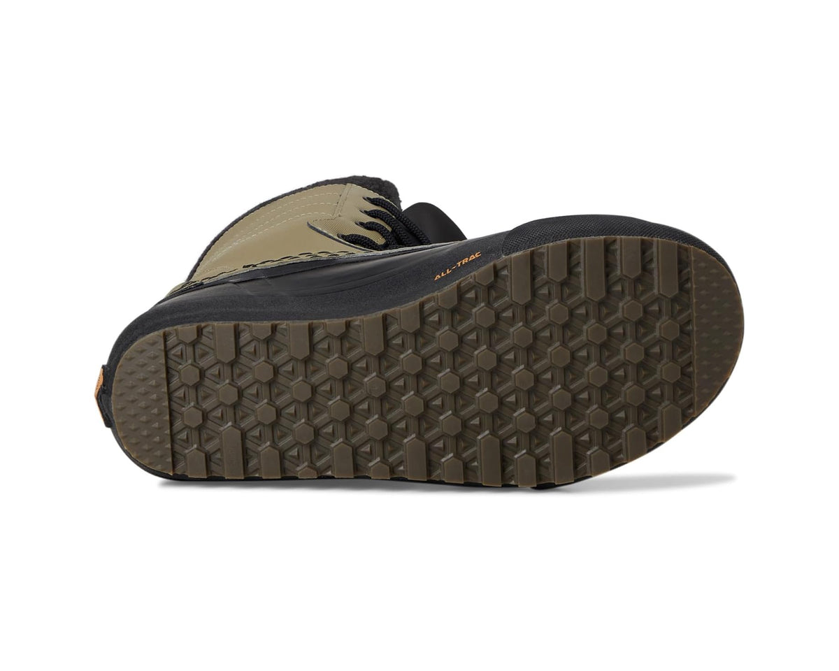 Bay leaf waterproof boot outsole with hex-pattern traction tread and black rubber edge