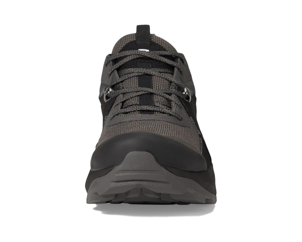 Men's Salomon GORE-TEX® trail shoes, front view with lace-up black/gray upper