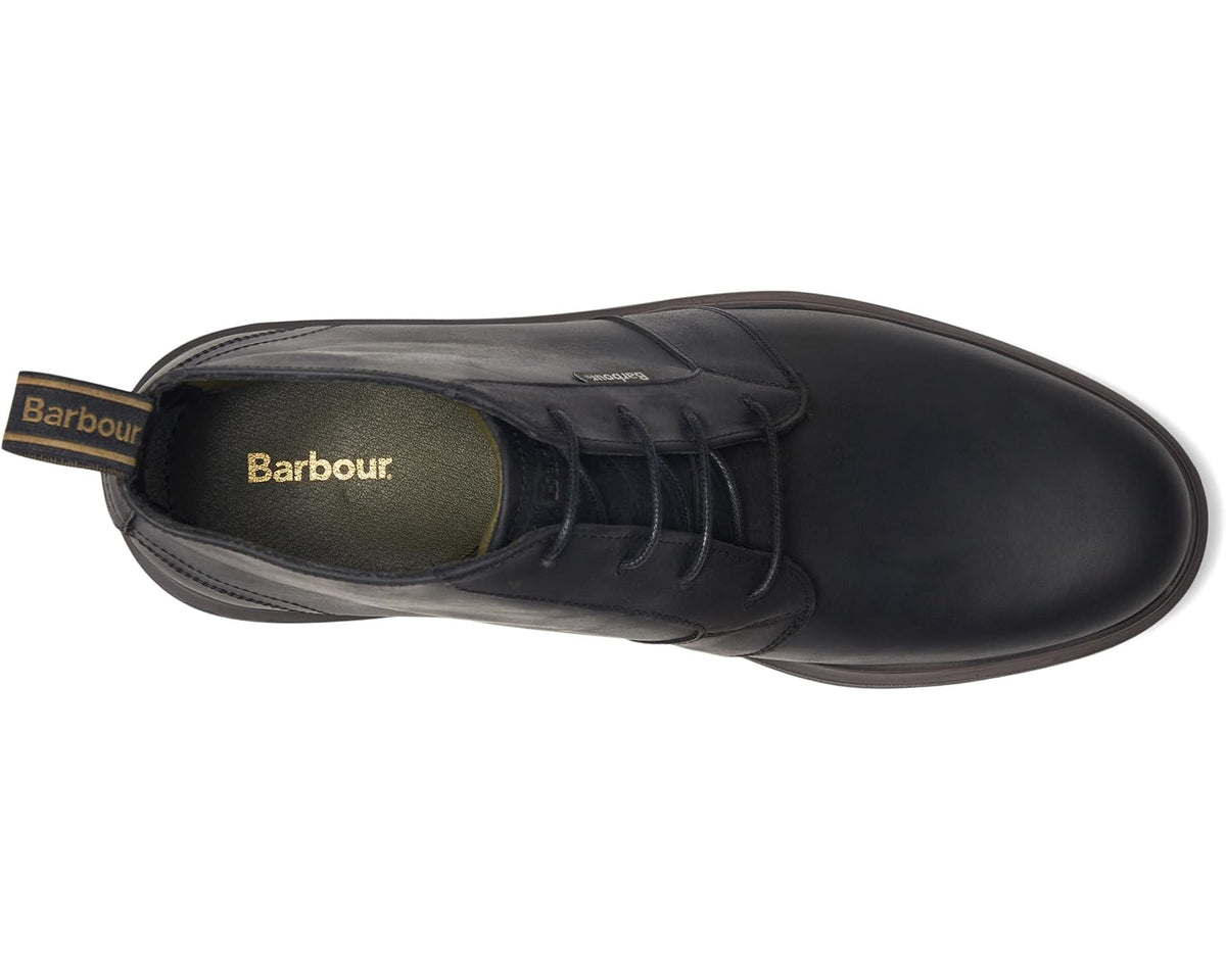 Black chukka boot with laced top and Barbour-branded interior label