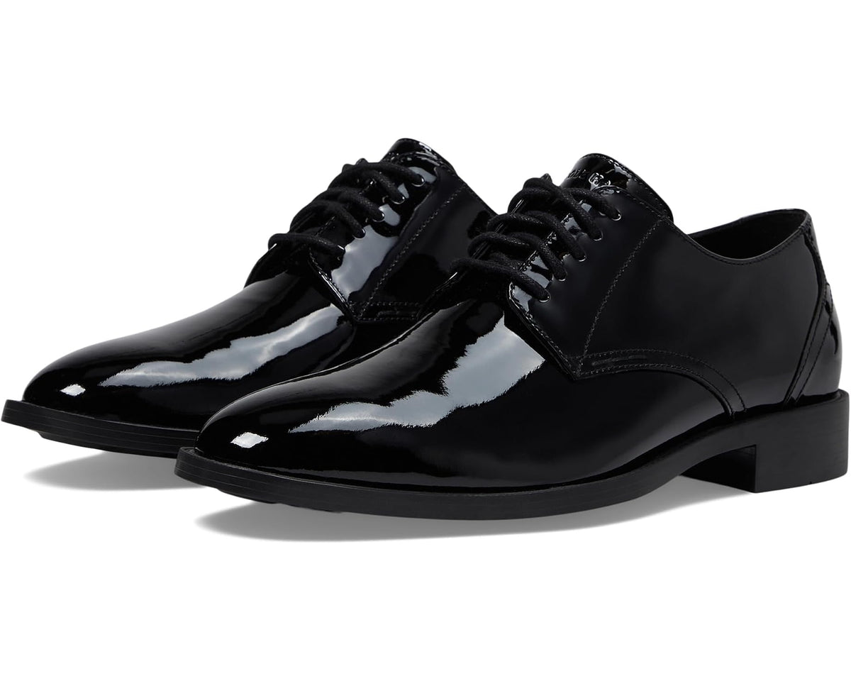 Men's Cole Haan patent leather oxford shoes, black, lace-up with plain toe