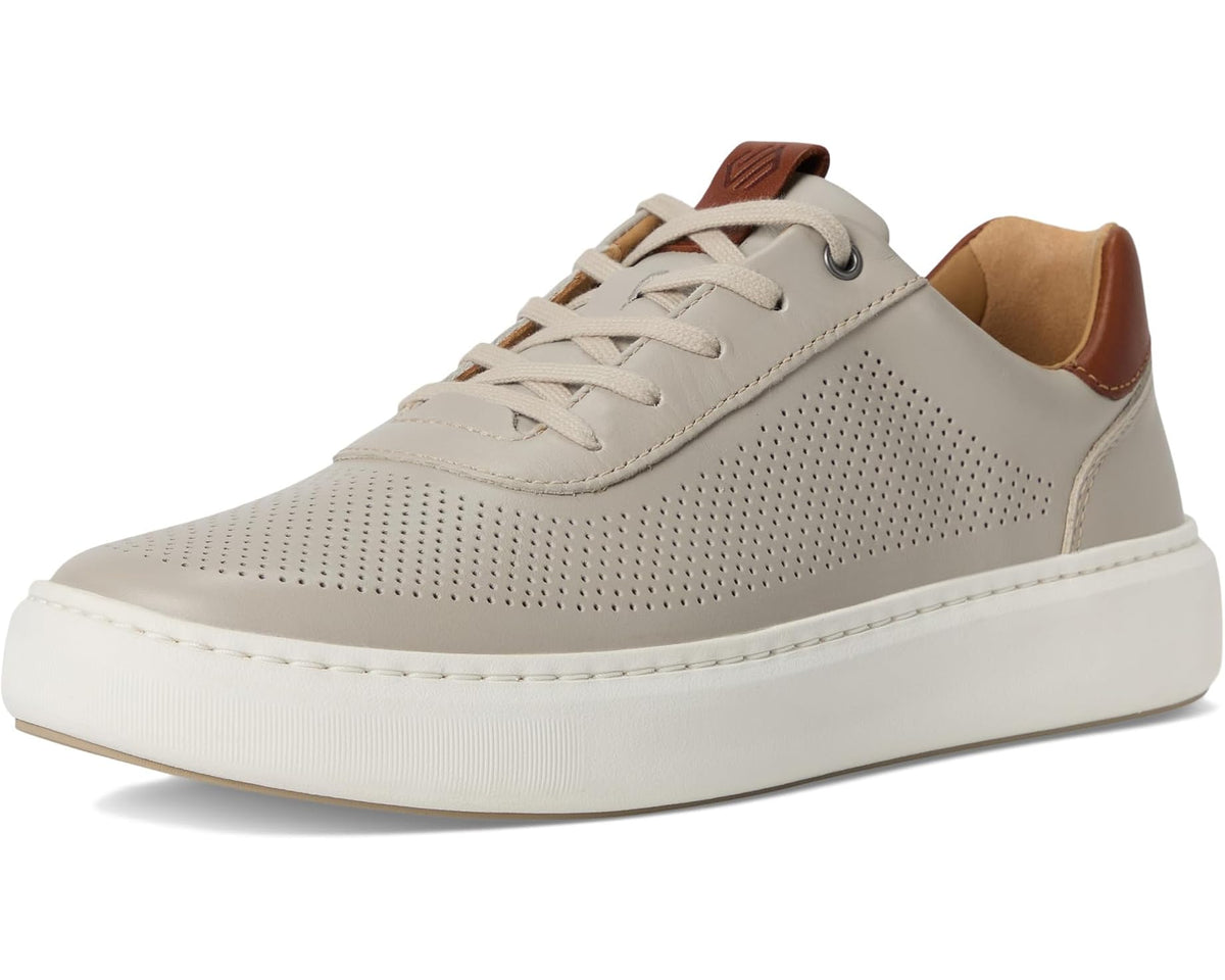 Beige Johnston & Murphy men's low-top sneakers with lace-up and perforated toe