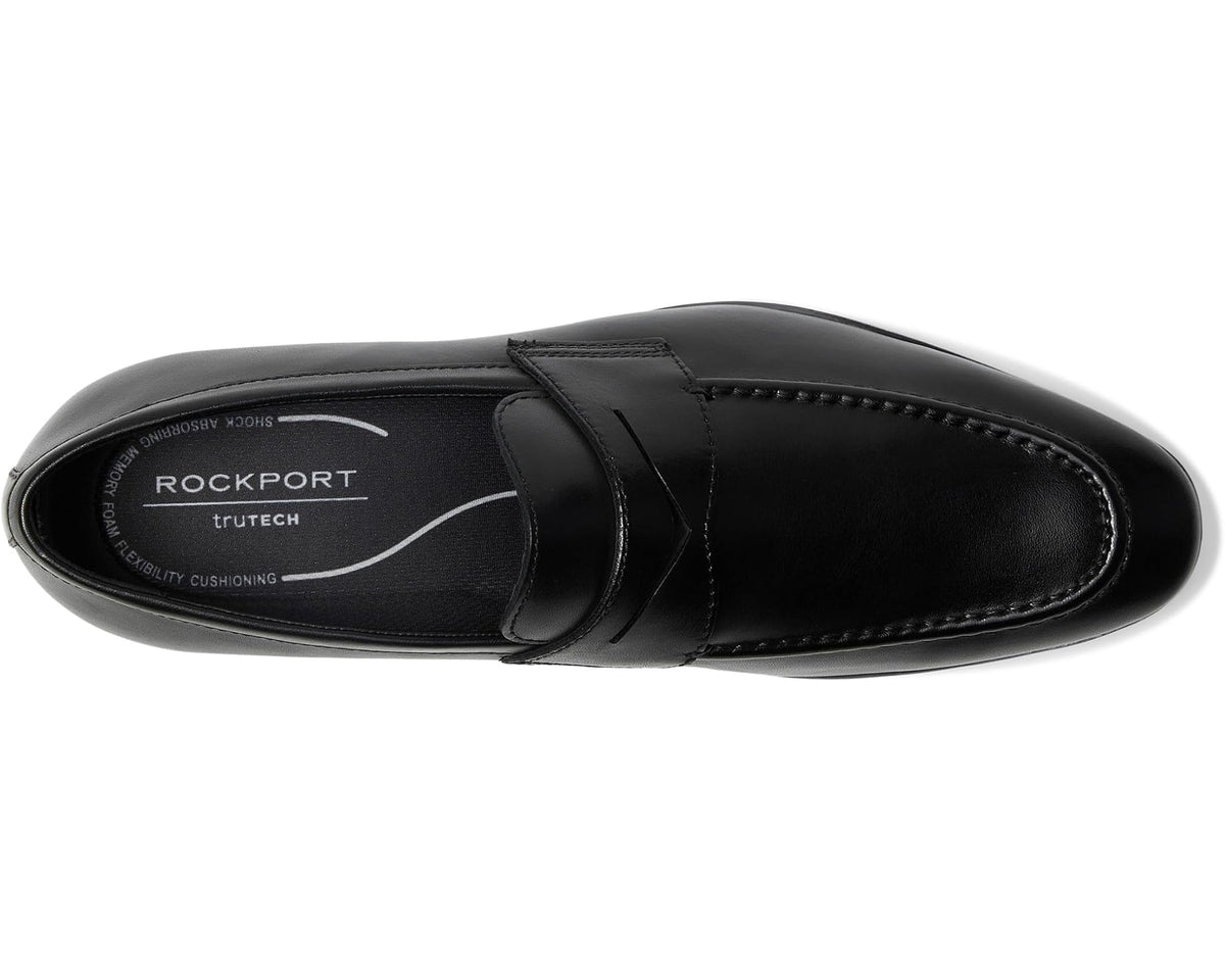 Rockport black leather penny loafer with cushioned insole lining