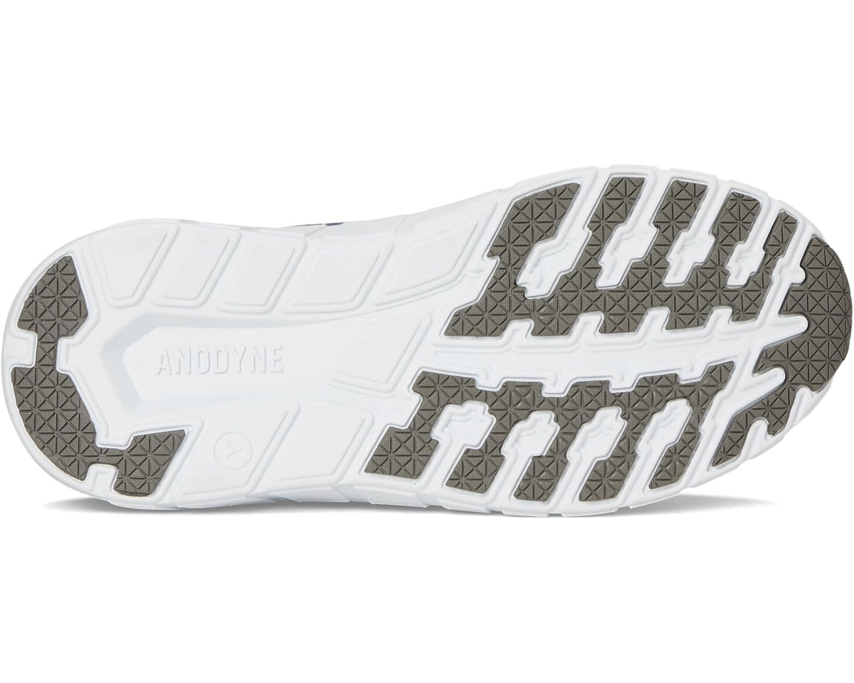 Men's Anodyne dark blue sneaker outsole with patterned tread and white midsole