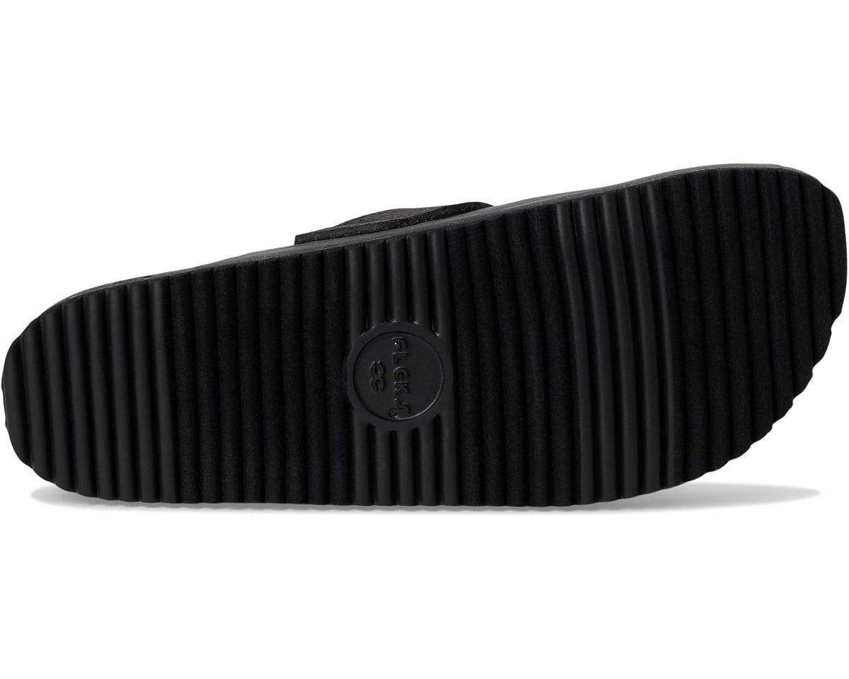 Unisex dark gray clog outsole with ribbed tread and small center logo