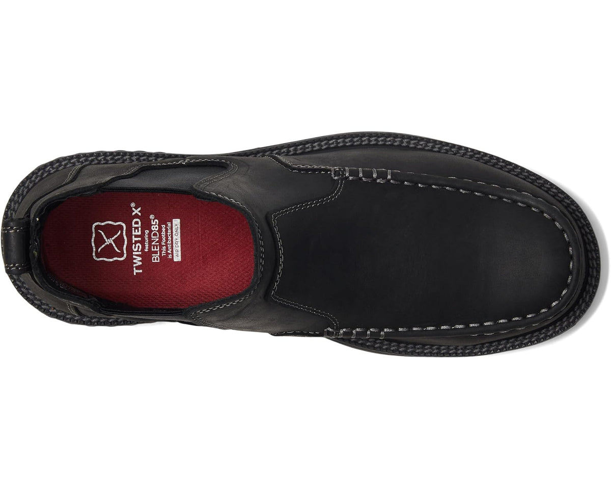 Men's Twisted X black Chelsea boot interior view with red logo lining