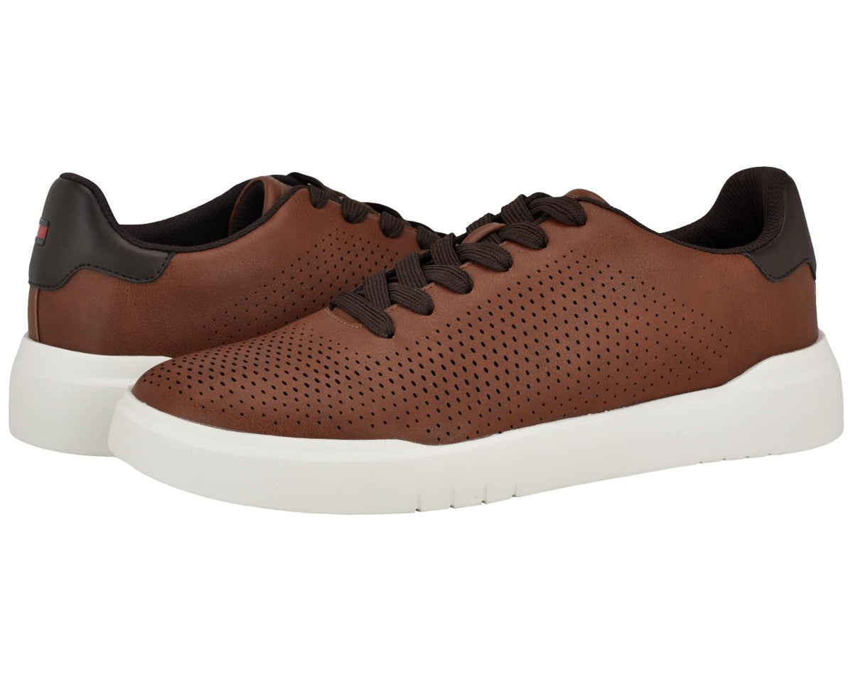Tommy Hilfiger Norwin men’s lace-up sneakers, cognac perforated upper, dark accents