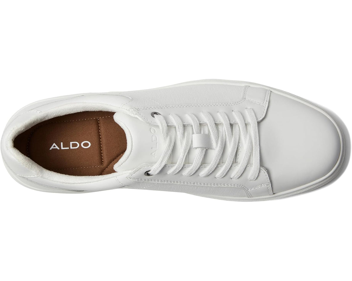 ALDO men's white low-top sneakers, lace-up with brown-lined collar