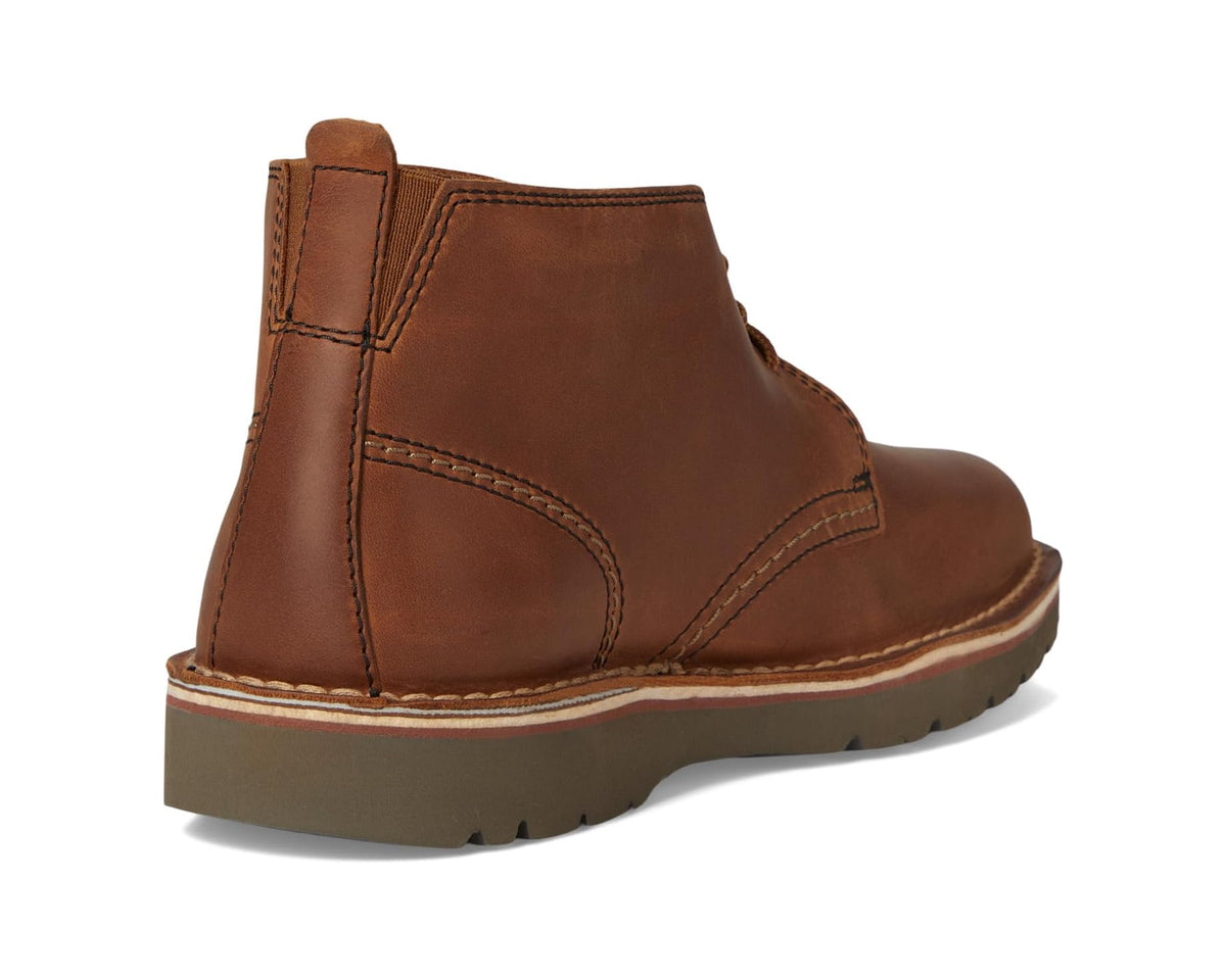 Men's Clarks chukka boots, light brown leather with heel cup, lace-up, side panels