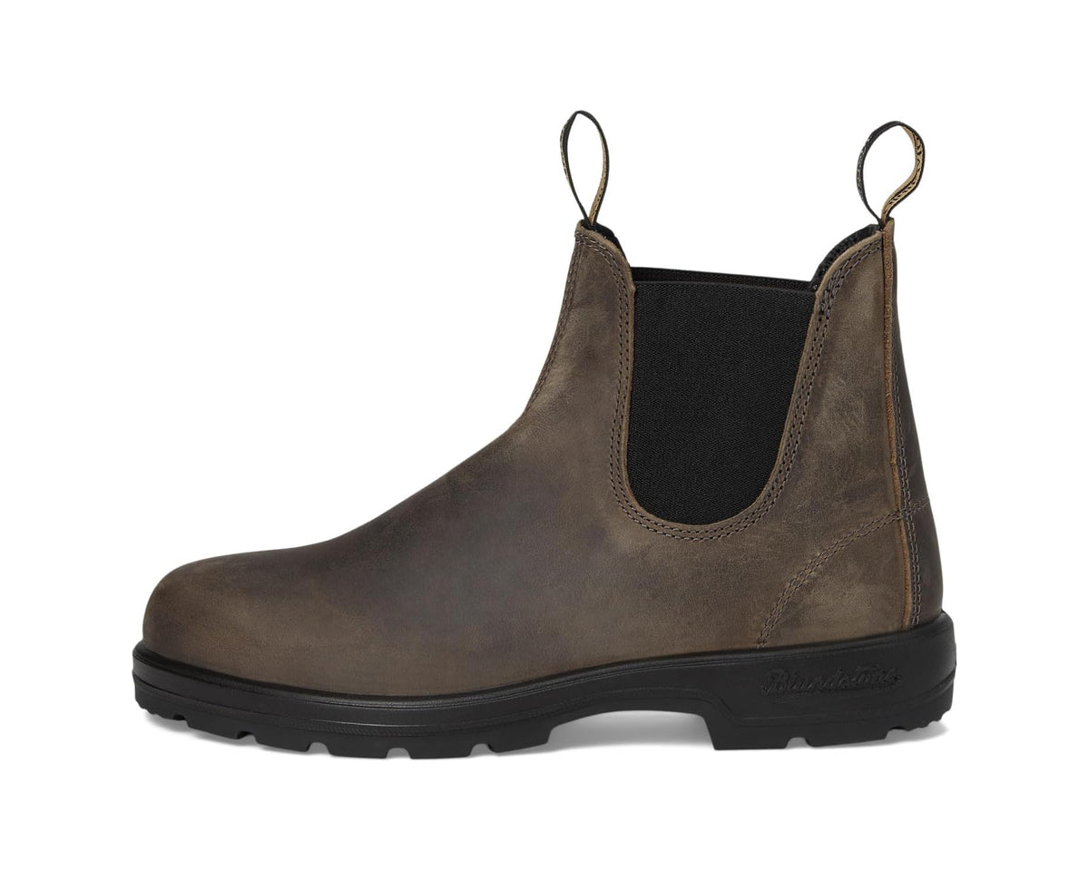 Unisex clay brown Chelsea boot with elastic gore panels and pull-on loops