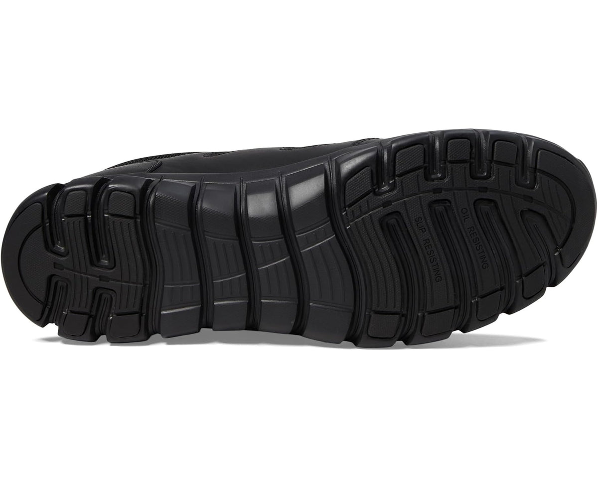 Black Reebok work shoe outsole with deep tread pattern