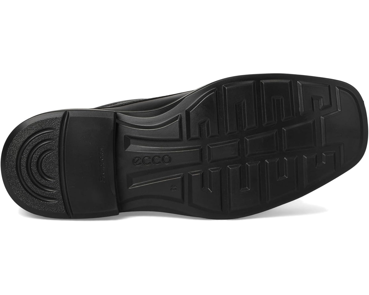 Black oxford dress shoe outsole with textured tread pattern