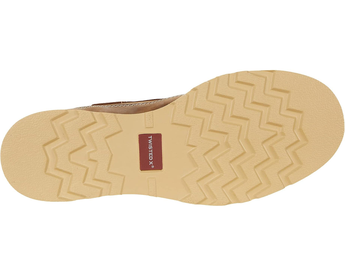 Men's chukka boot outsole, zigzag tread on light tan rubber sole