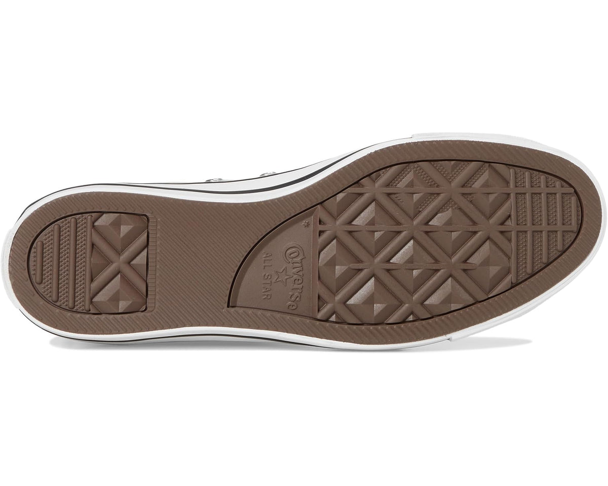 High-top sneaker outsole with dark rubber tread and white midsole edge