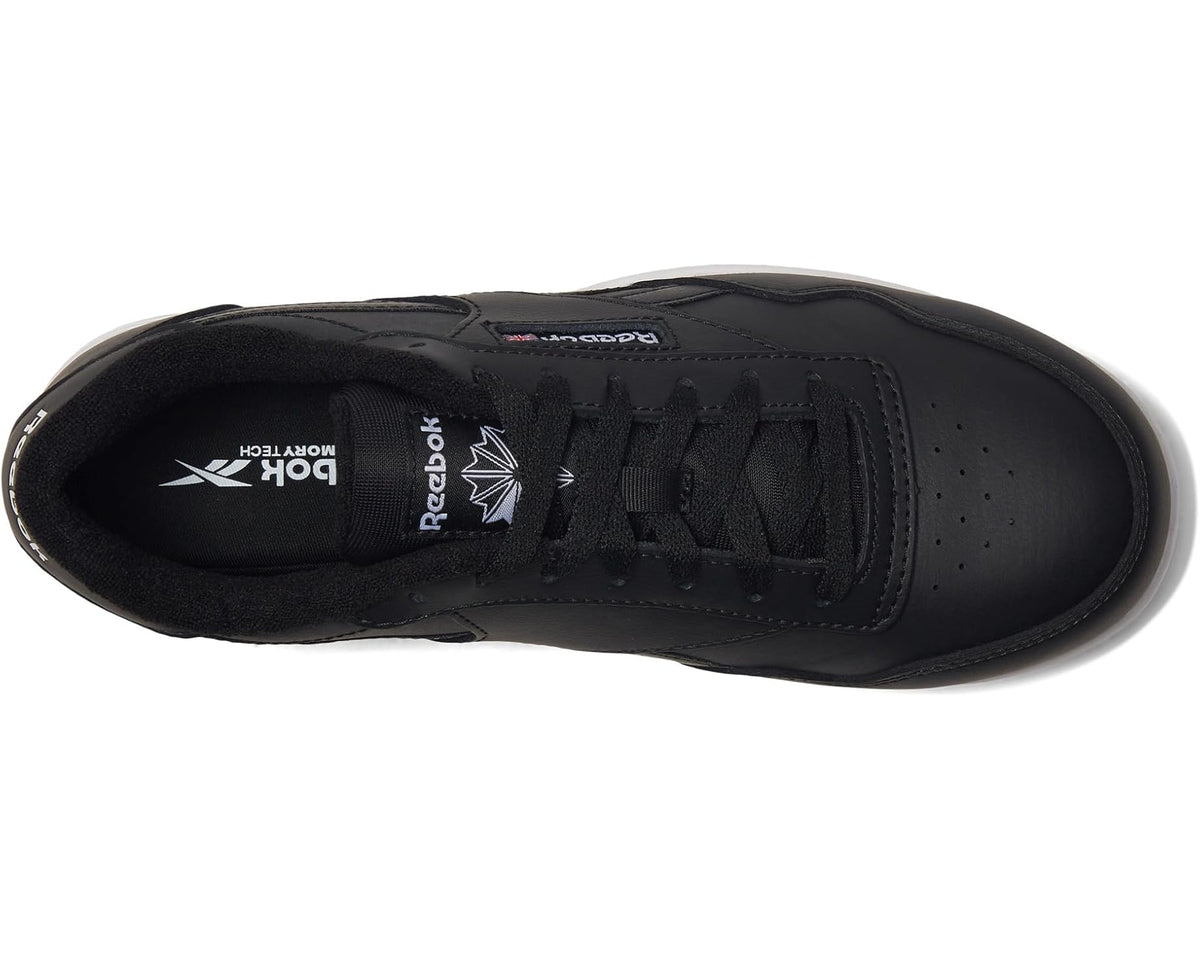 Men's black work sneaker interior view with Reebok tongue label