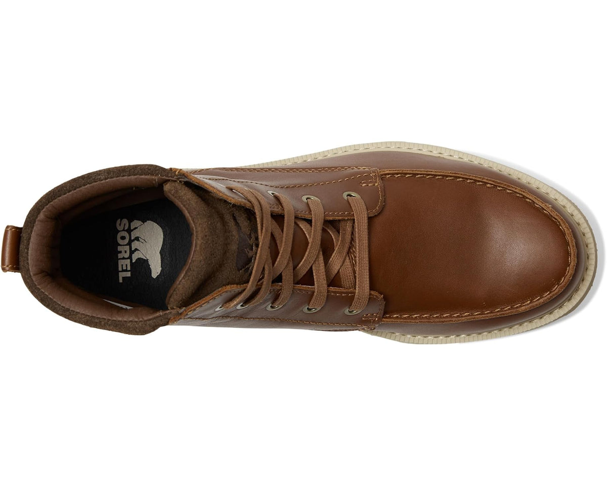 Men's waterproof lace-up boot, brown leather upper with padded collar and dark lining