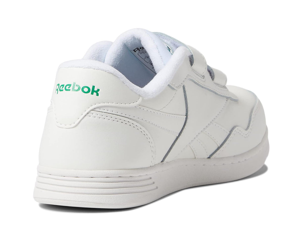 Reebok white work sneaker rear view with cushioned heel and light blue lining