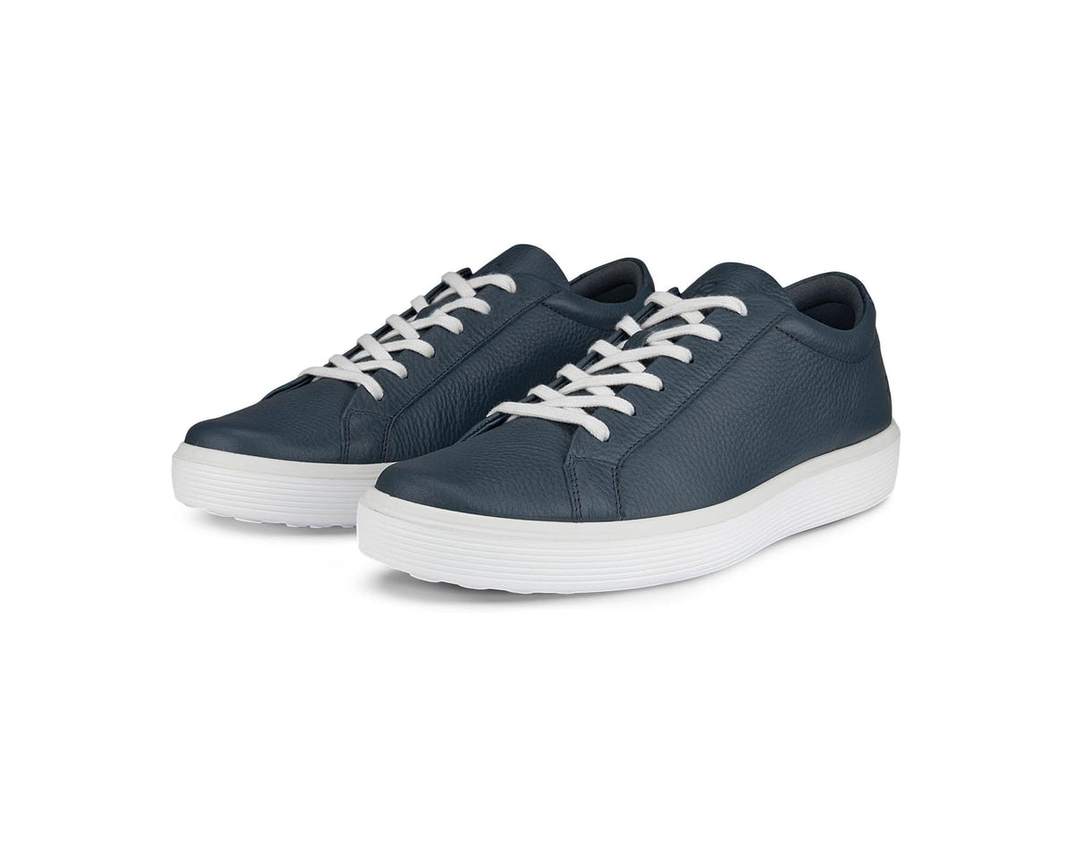 Men's ECCO casual sneakers in dark blue with white laces and white rubber sole