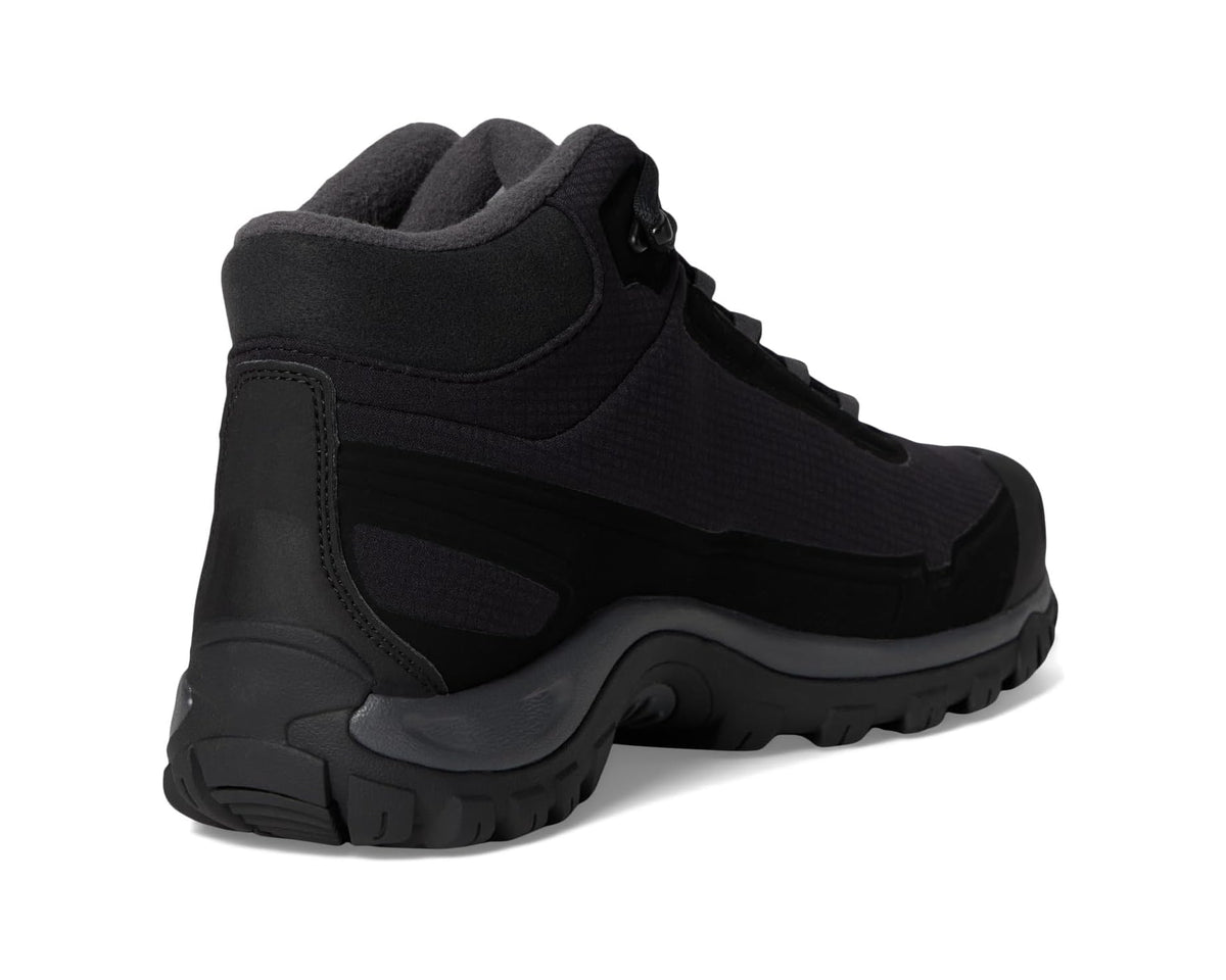 Black Salomon men's hiking boot with cushioned ankle collar and chunky heel tread
