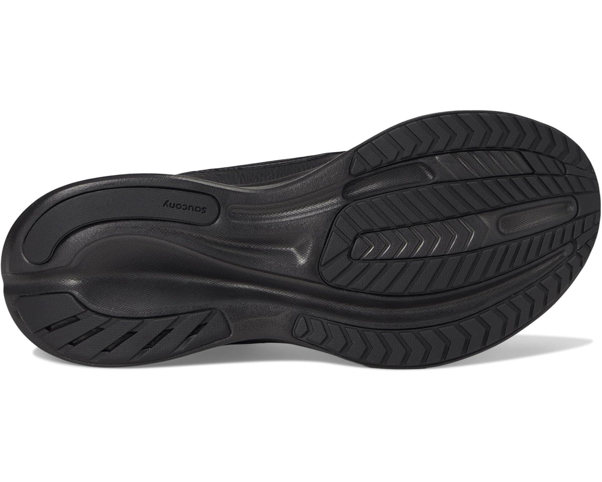 Men's black sneaker outsole with patterned tread and sidewall grip