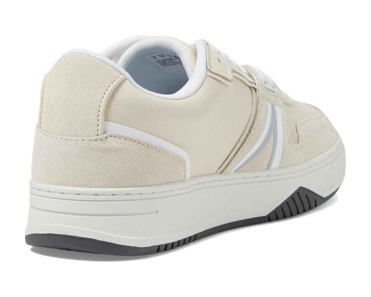 Off-white Lacoste L001 sneakers, heel and padded collar with striped detail