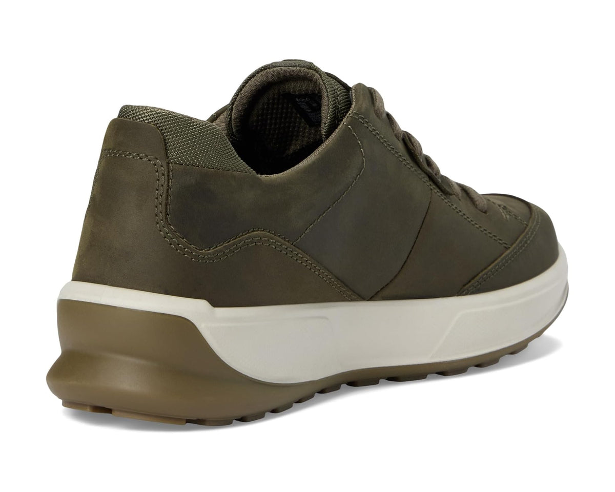 Men's dark olive lace-up oxford sneakers with padded heel collar and white midsole