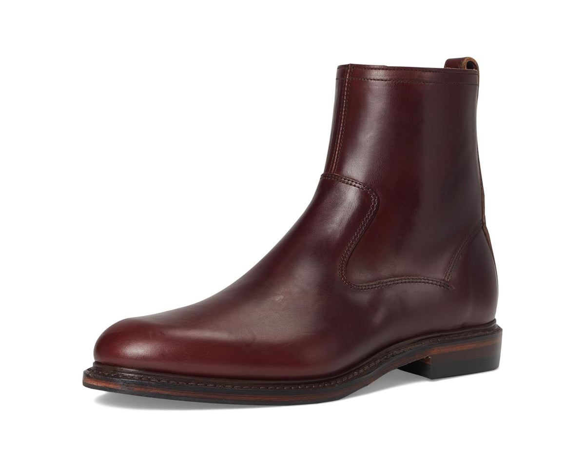 Allen Edmonds Tompkins burgundy leather ankle boots with sleek side profile