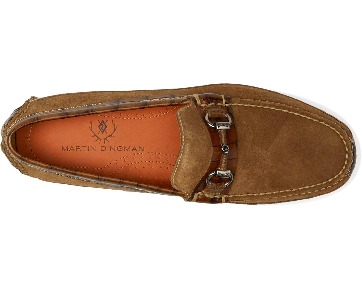 Men's Martin Dingman horse bit driving loafer with tan suede and MARTIN DINGMAN lining