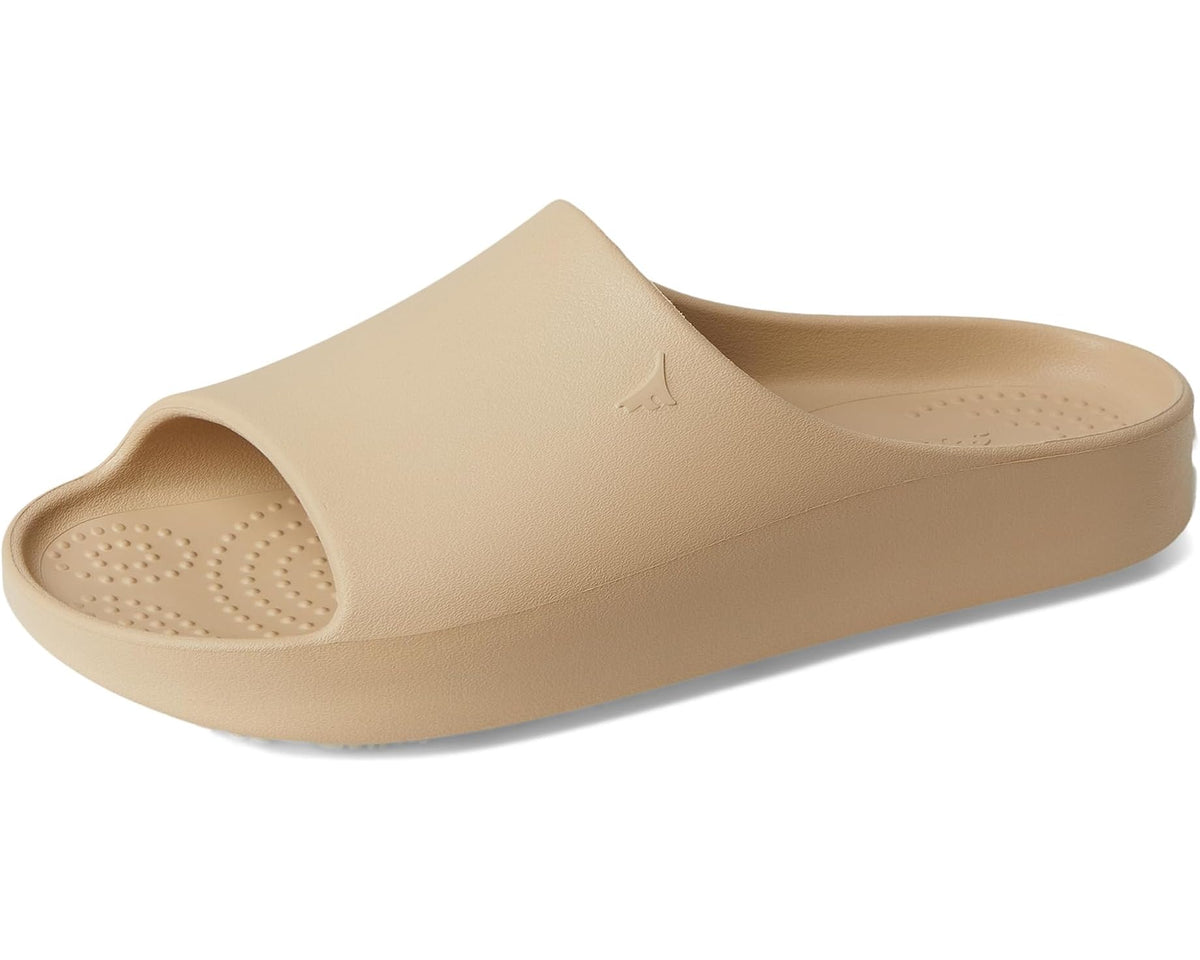 Warm sand unisex slide sandal with open toe and contoured footbed
