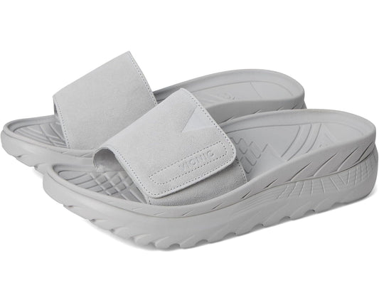 Unisex VIONIC Rejuvenate Recovery slide sandals in vapor grey suede with wide strap