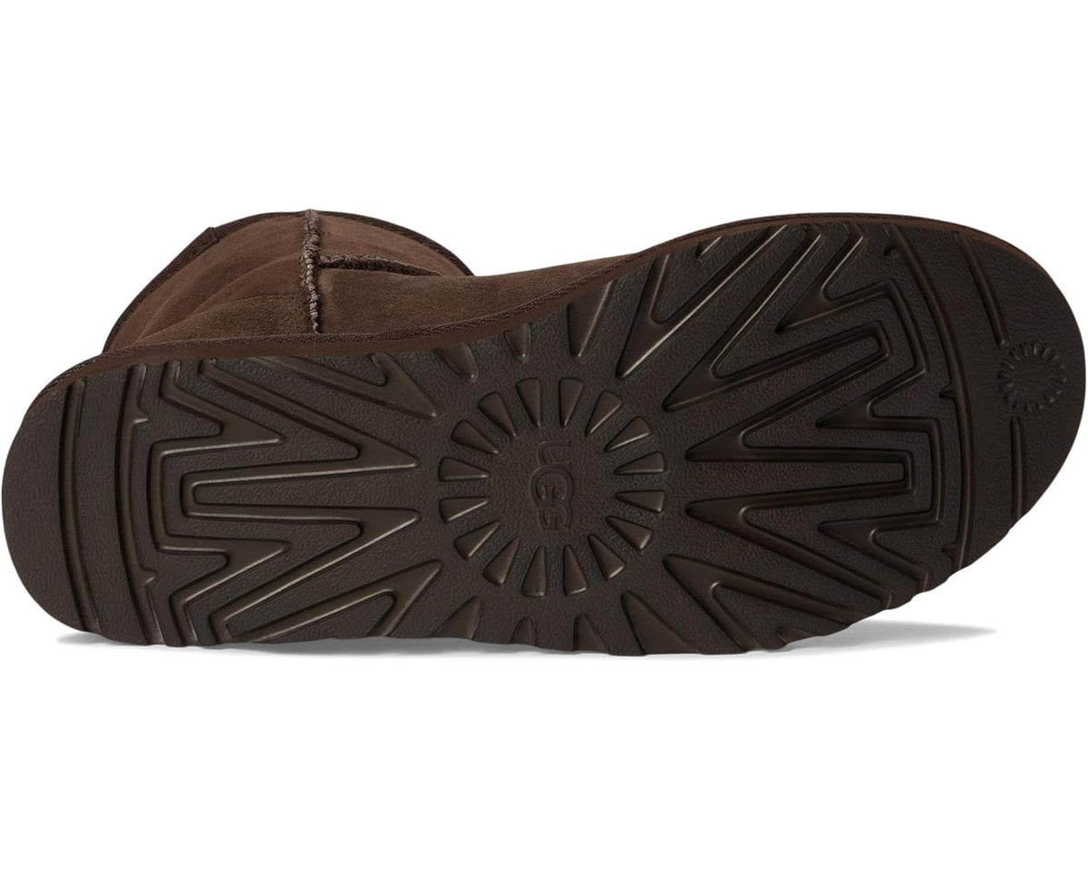 Men's UGG Classic Mini boot outsole, dark rubber tread with sunburst pattern