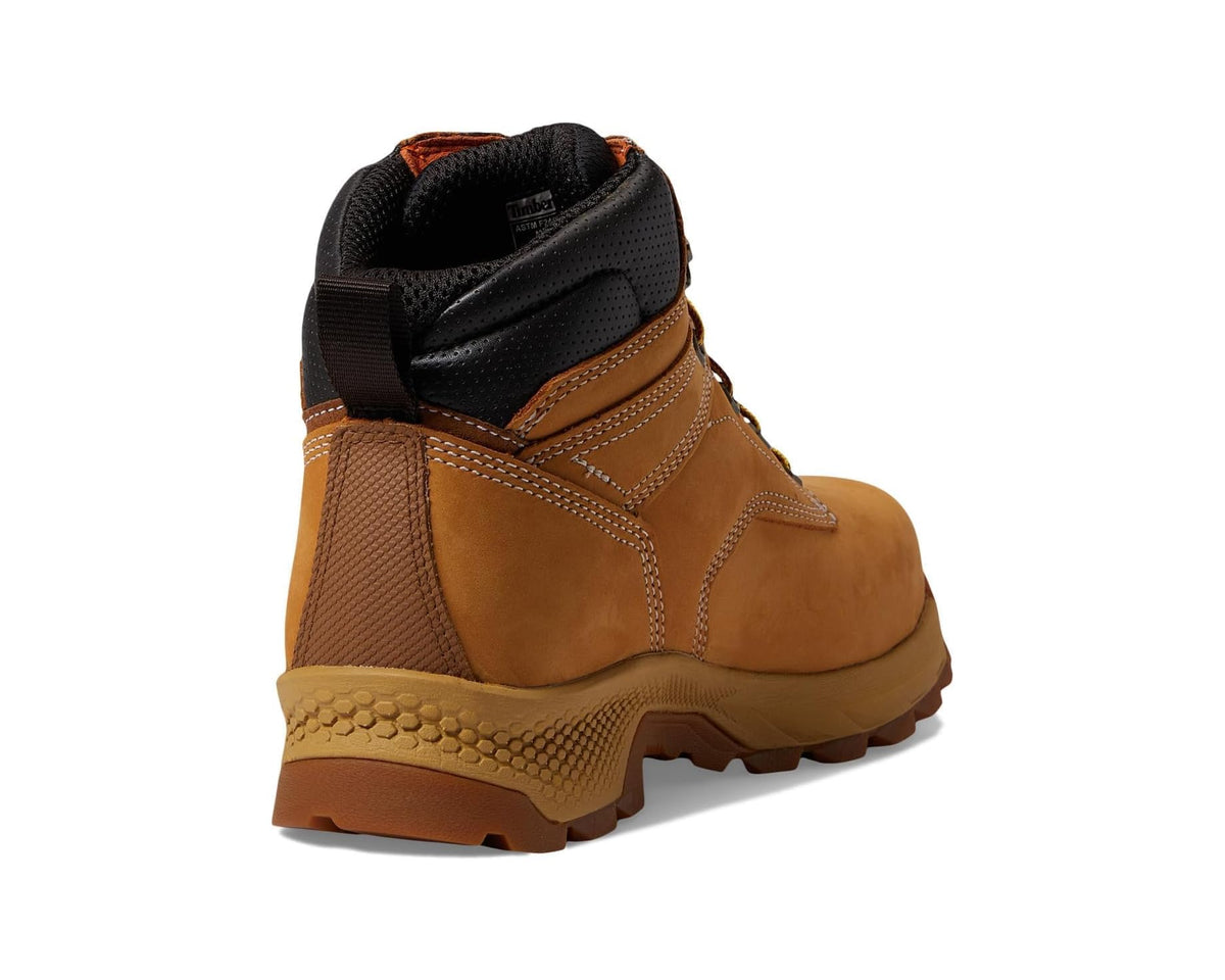 Wheat tan boot heel with black padded collar and textured traction sole