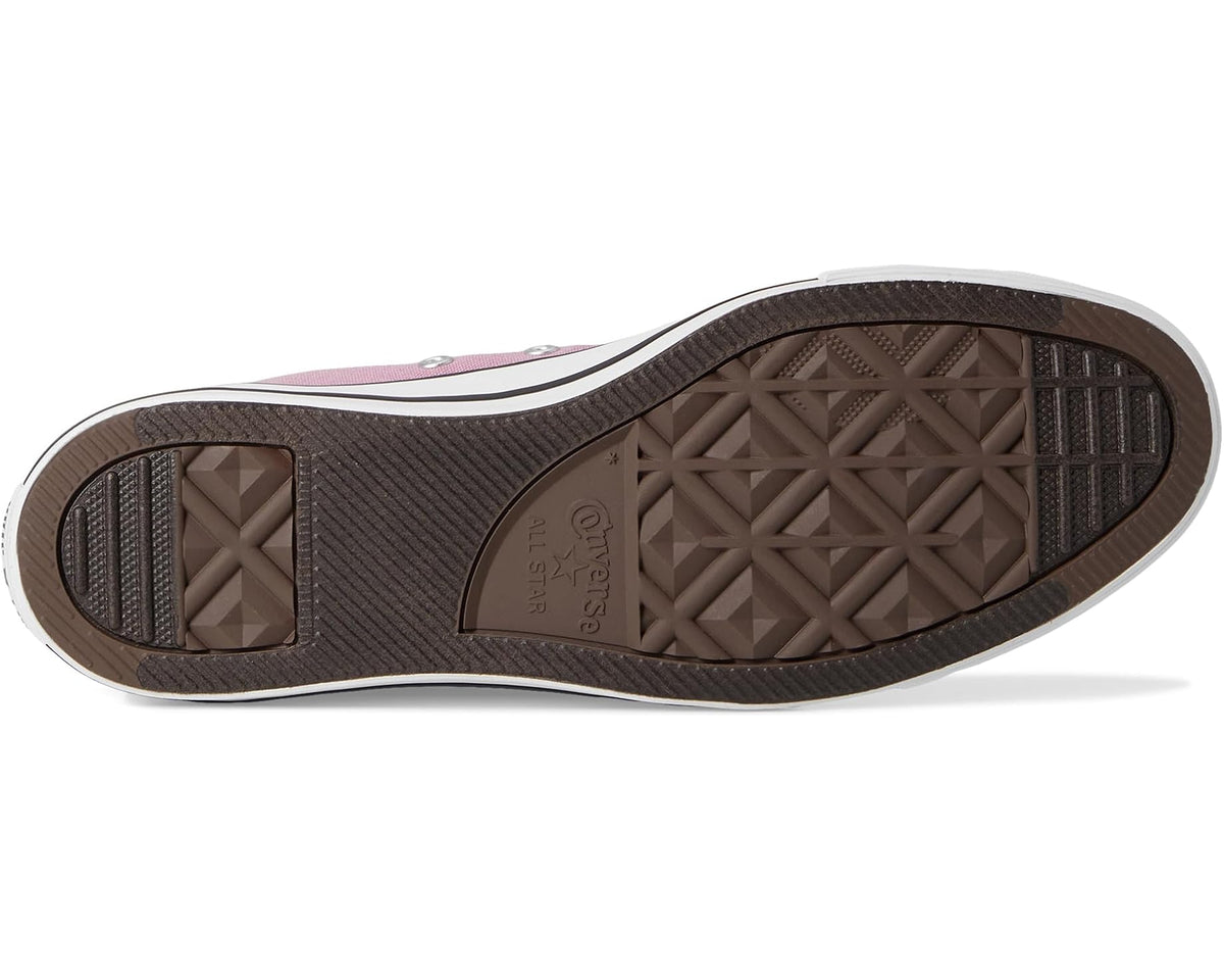 Dusty rose Converse high-top sneaker outsole with textured tread pattern