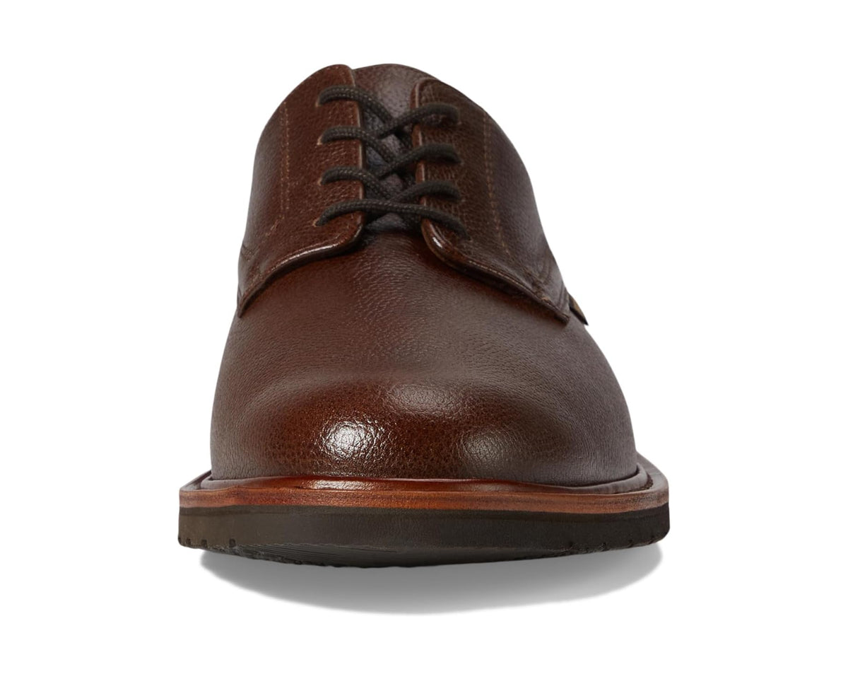 Mephisto chestnut leather lace-up oxford front view with cap toe and laces