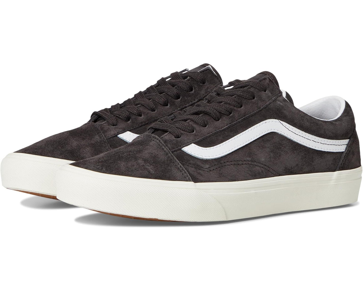 Vans unisex suede low-top sneakers in dark brown with white side stripe