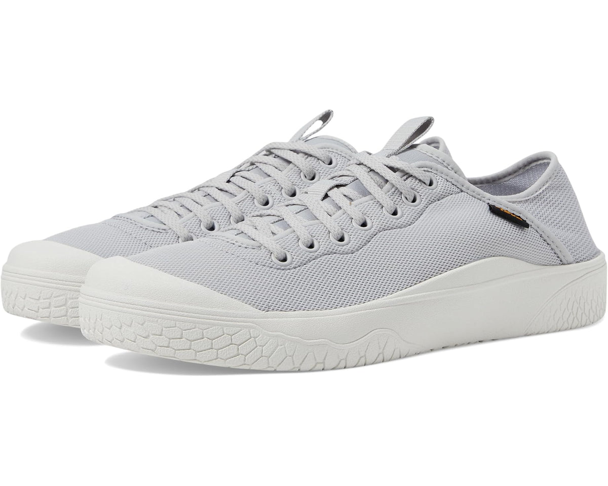 Unisex light gray mesh sneaker with lace-up front and cushioned sole
