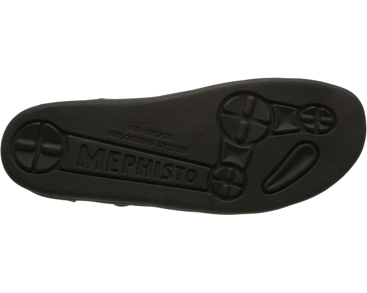 Black rubber outsole with embossed Mephisto logo and traction pattern