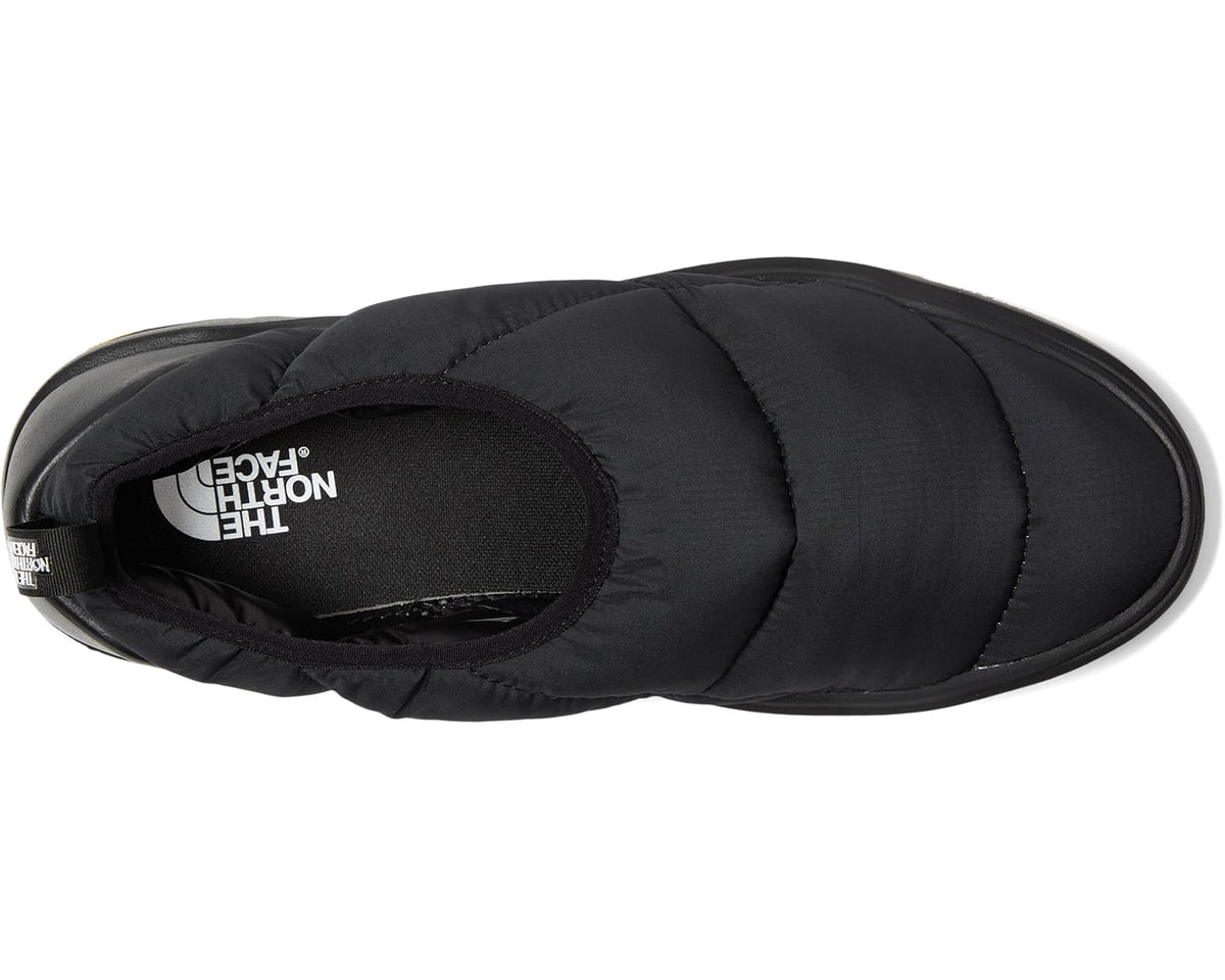 Black slip-on mule with cushioned interior lining and The North Face back tag