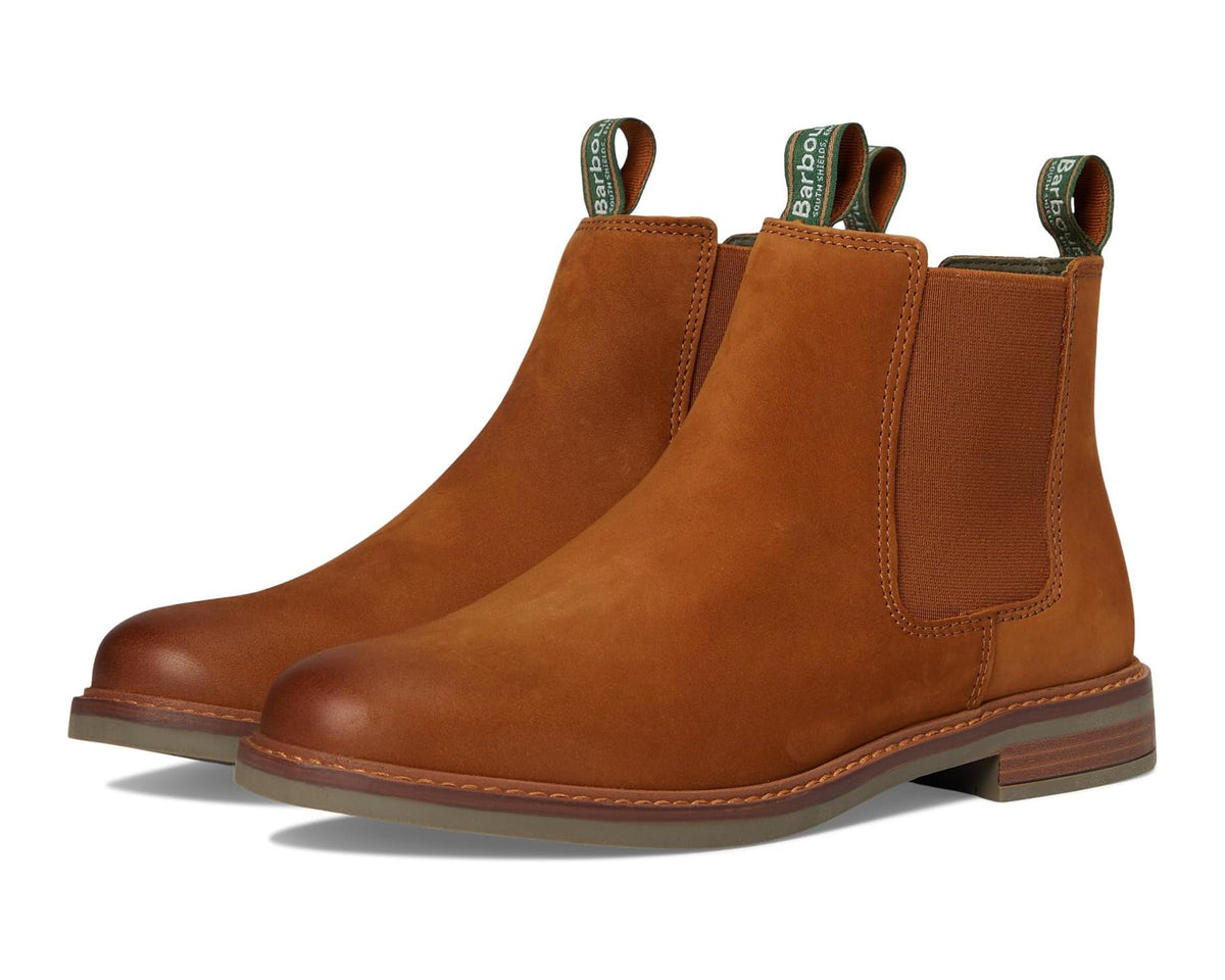 Men's Barbour dark tan suede Chelsea boots with elastic side panels and stitched sole