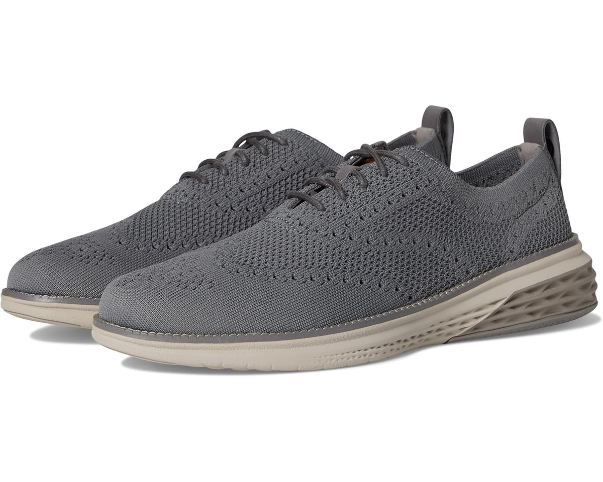 Men's Cole Haan knit oxford shoe in dark gray with lace-up and light sole